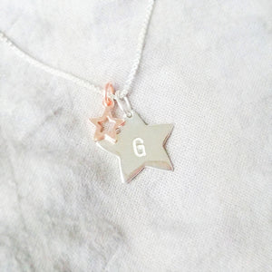 Personalised Hand Stamped Star Pendant Necklace with Gold Vermeil or Rose Gold Vermeil Hallow Star Charm - Thoughts Accessories