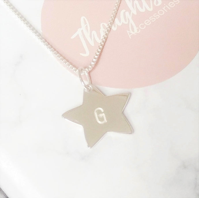 Personalised Hand Stamped Star Pendant Necklace - Thoughts Accessories