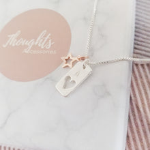 Personalised Hand Stamped Hallow Heart Tag Pendant Necklace with Hallow Star Charm - Thoughts Accessories