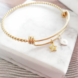Personalised Hand Stamped Golden Twisted Bangle - Thoughts Accessories