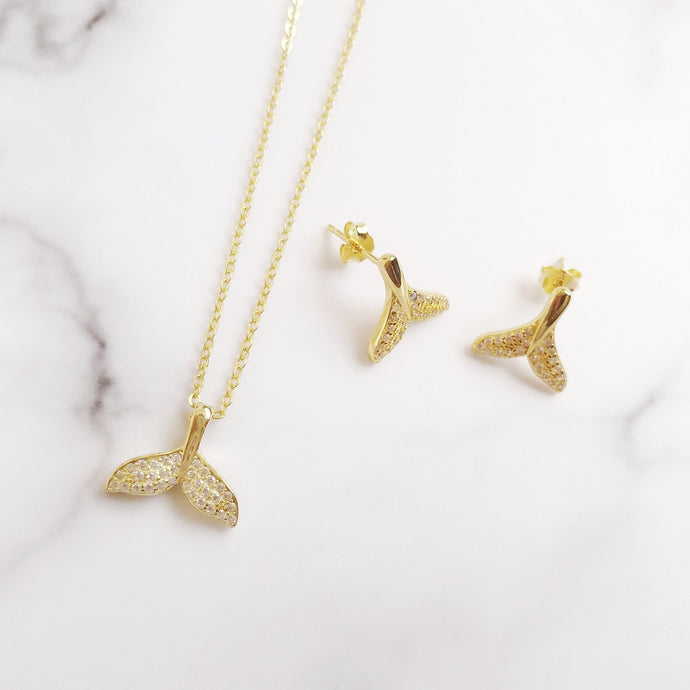 Mermaid Tail Necklace and Earrings Set - Thoughts Accessories