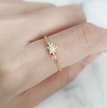 Pavé Gold Star Chain Ring - Thoughts Accessories